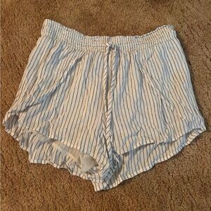 American Eagle Outfitters High Waist Blue and White Striped Shorts